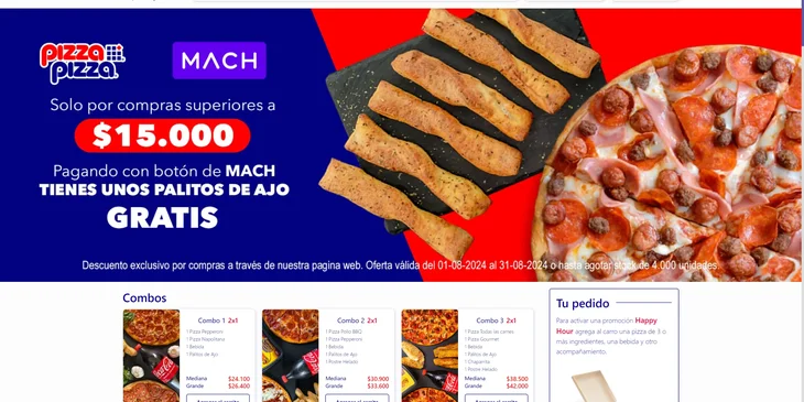 Ejemplos de sitio web de pizza.