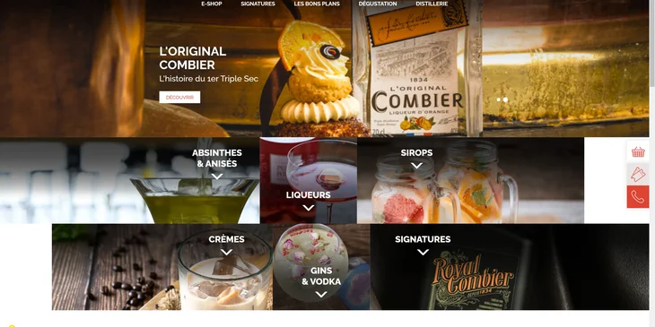 La page d'accueil de la distillerie Combiers.