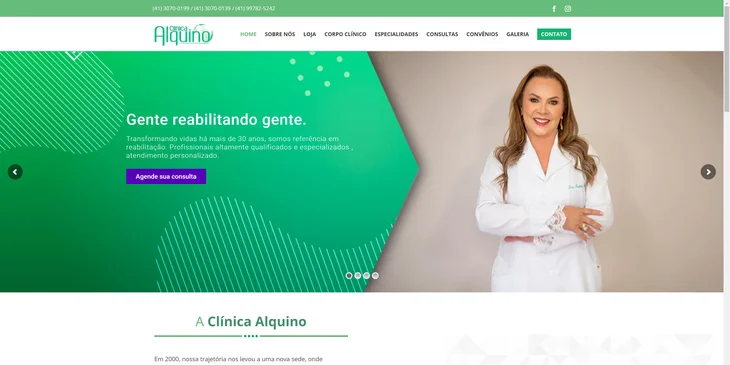 Um exemplo de um site de fisioterapia.