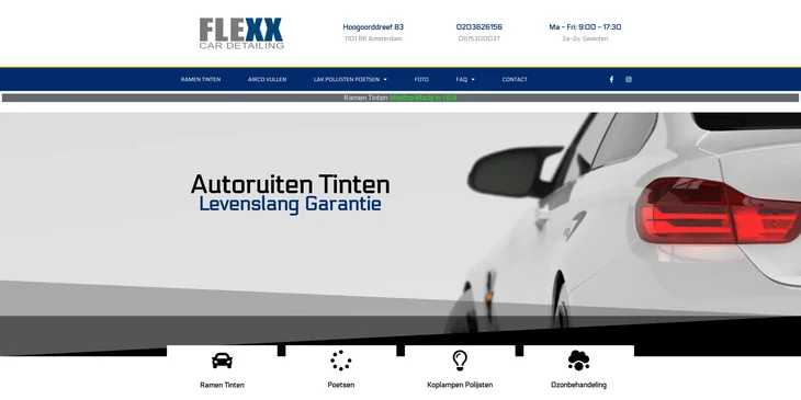 Een voorbeeld van een autodetailing website.