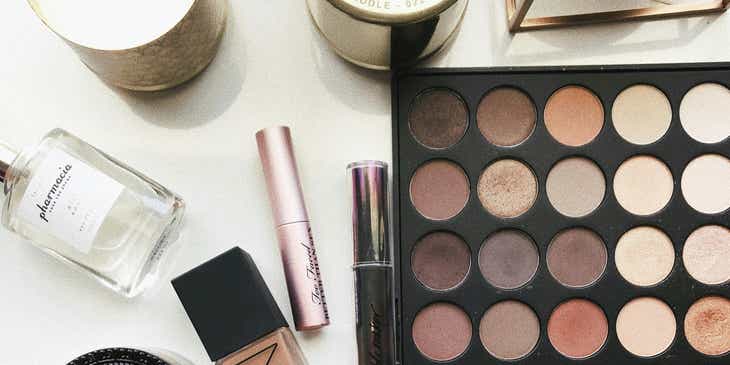 An assortment of cosmetics and beauty products used in the beauty industry.