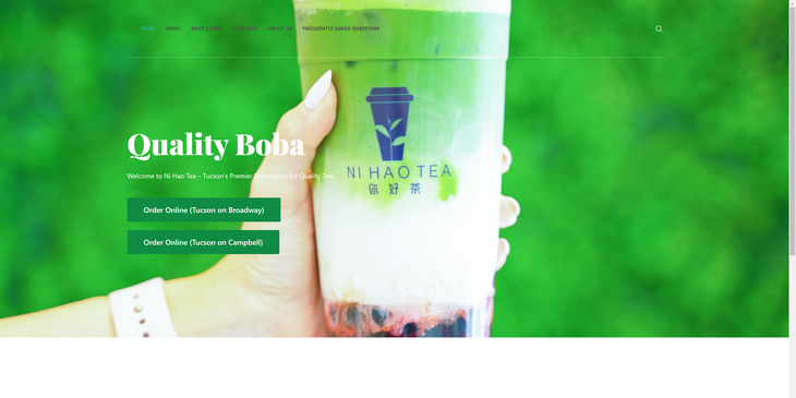 An example of a bubble tea website.