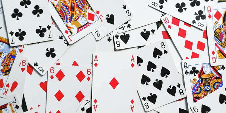 A deck of playing cards used from casino games.