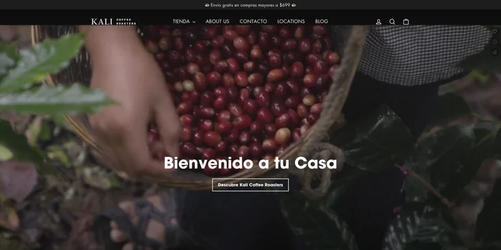 Captura de pantalla del sitio web de KALI COFFEE ROASTERS.