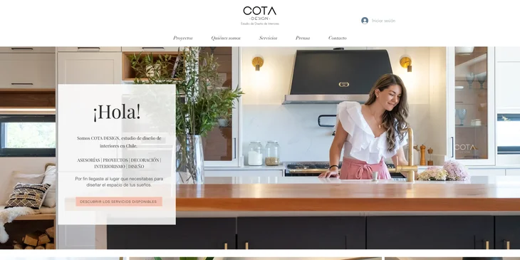 Ejemplo de un sitio web de diseño de interiores.