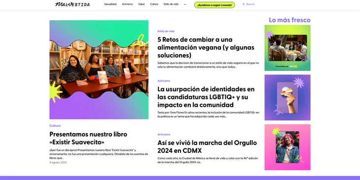 Captura de pantalla del sitio web Malvestida.