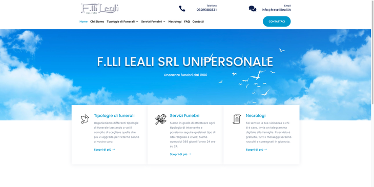 Il design di un sito web di onoranze funebri.