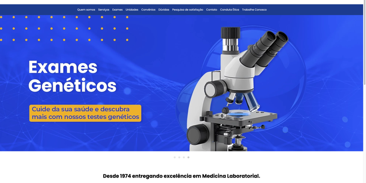 Exemplo de um site de laboratório.