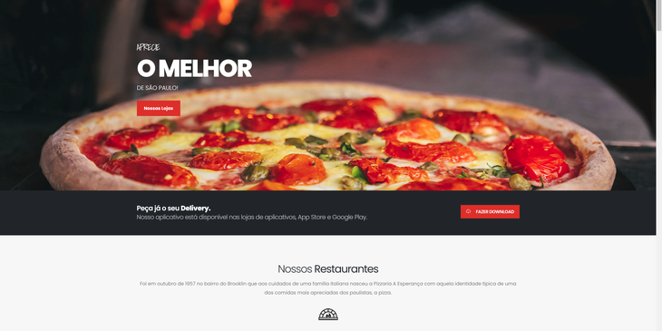 Exemplo de site de pizzaria.