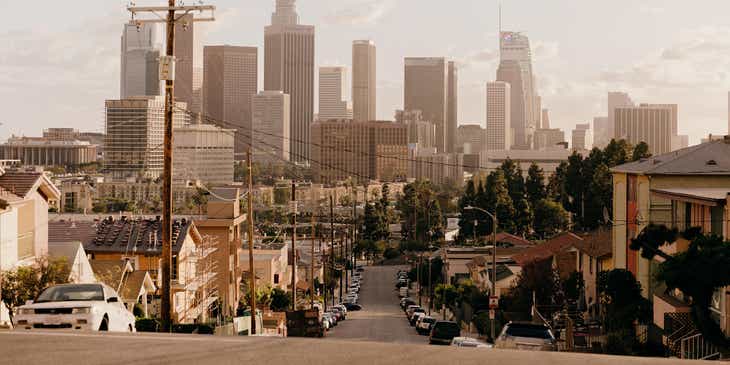 skyline of Los Angeles, California.