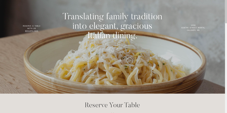 An example of an Italian restaurant website.