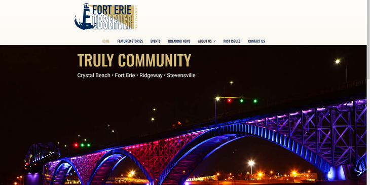 The Fort Erie Observer website as an example of media websites.