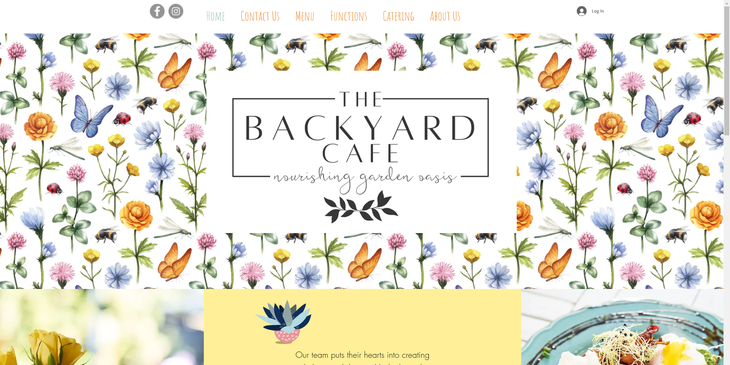 The home page of The Backyard Cafe.