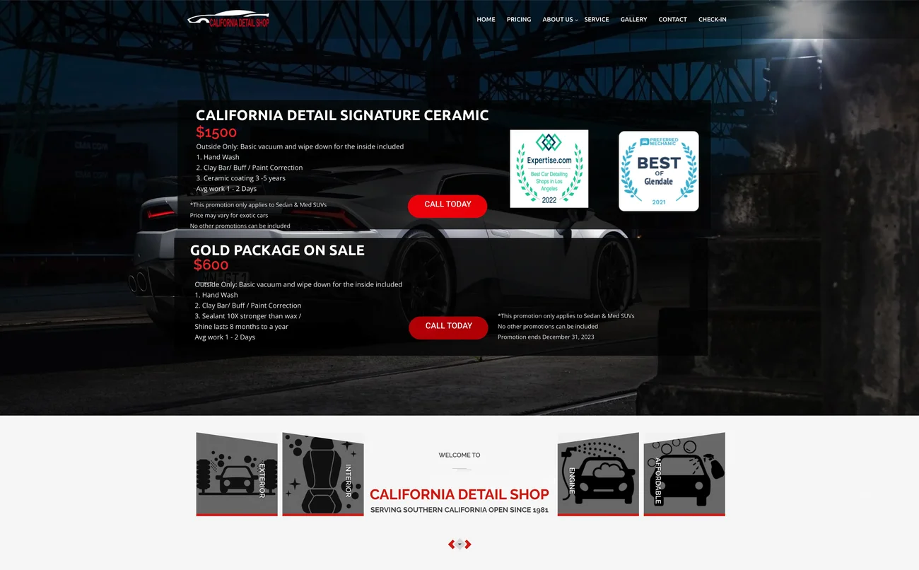 car detailer website design